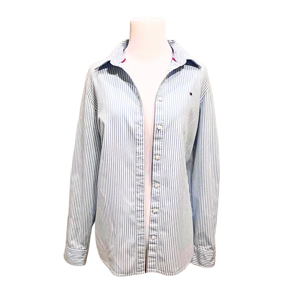 Tommy Hilfiger | Classic Blue & White Striped Cotton Oxford Button-Down Shirt